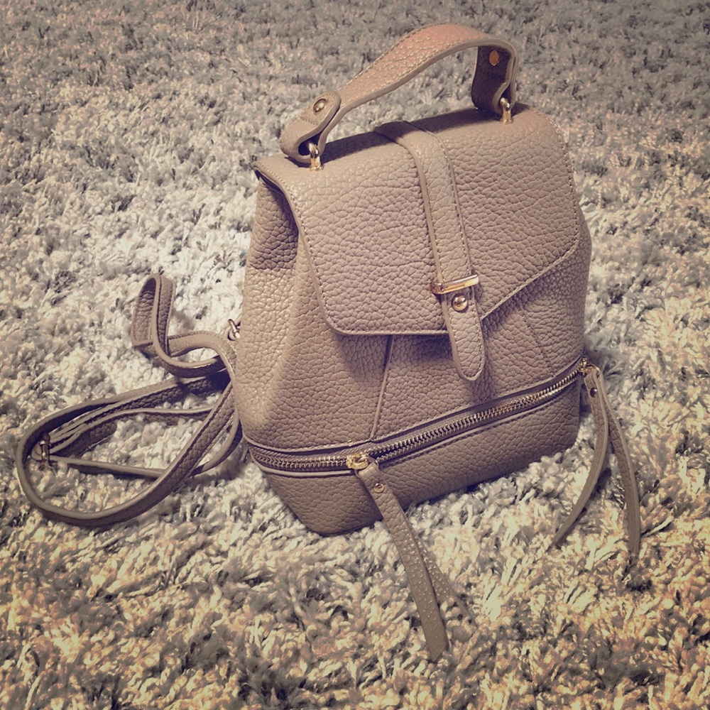 Convertible Mini Backpack - Beige and Gold